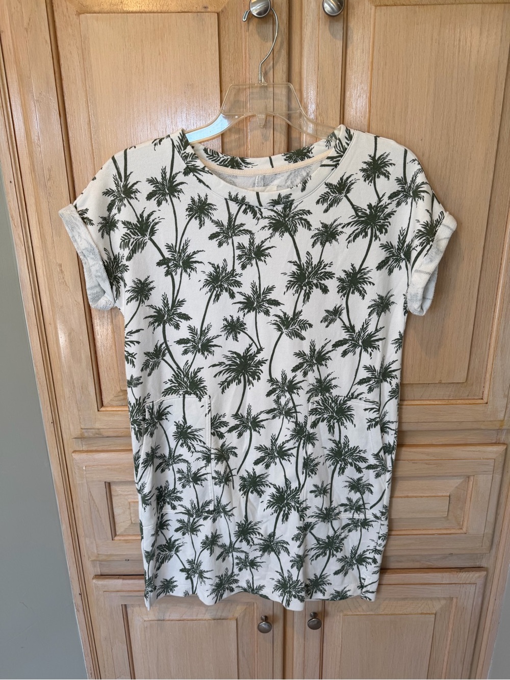 Lou & Grey Palm Tree Print Terry Tunic Dress Small